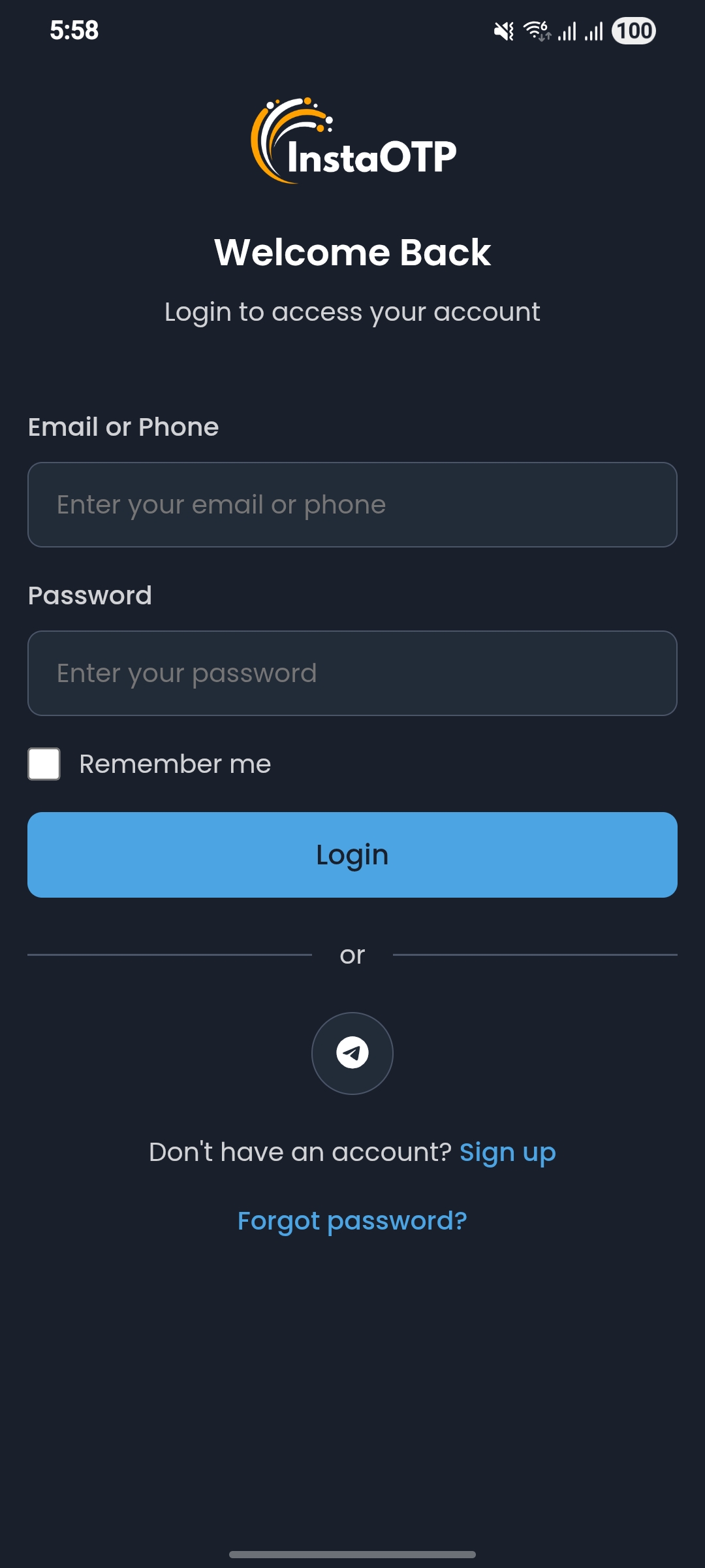 InstaOTP App Dashboard - Virtual Numbers for 150+ Countries